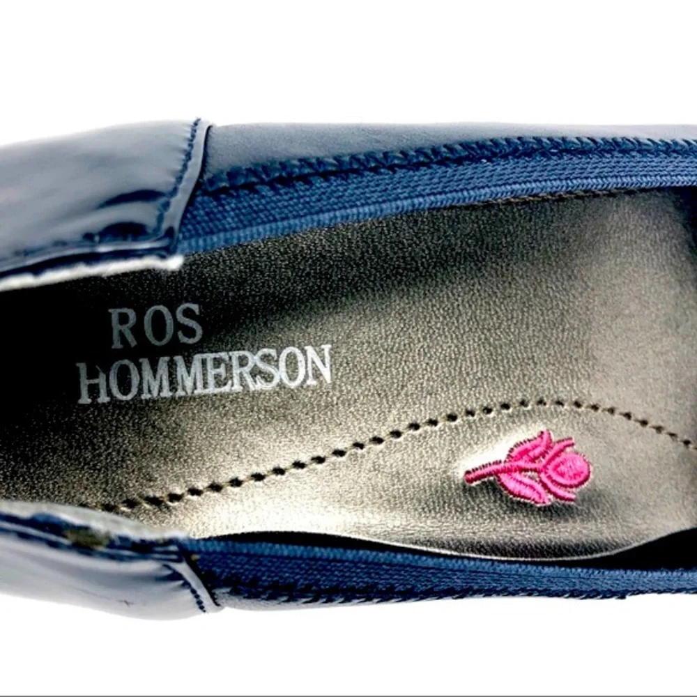 Ros Hommerson Girls Navy Leather Dress Flats Sz3.5